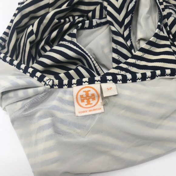 Tory Burch One Piece Swimsuit Black White Stripe - Picture 8 of 8